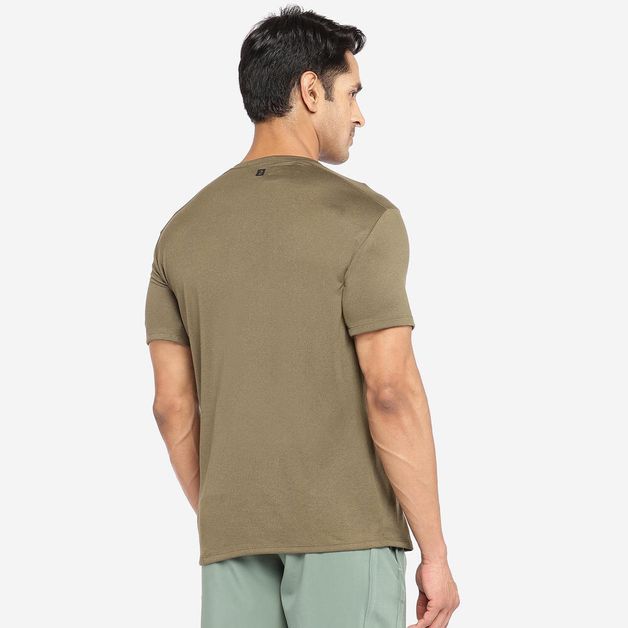 Camiseta masculina de Treino Cardio 100, caqui, 3G