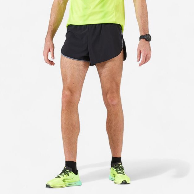 KIPRUN SHORT SPLIT BLACK GREY, 2XL