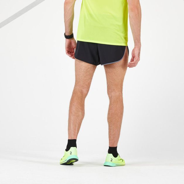 KIPRUN SHORT SPLIT BLACK GREY, 2XL