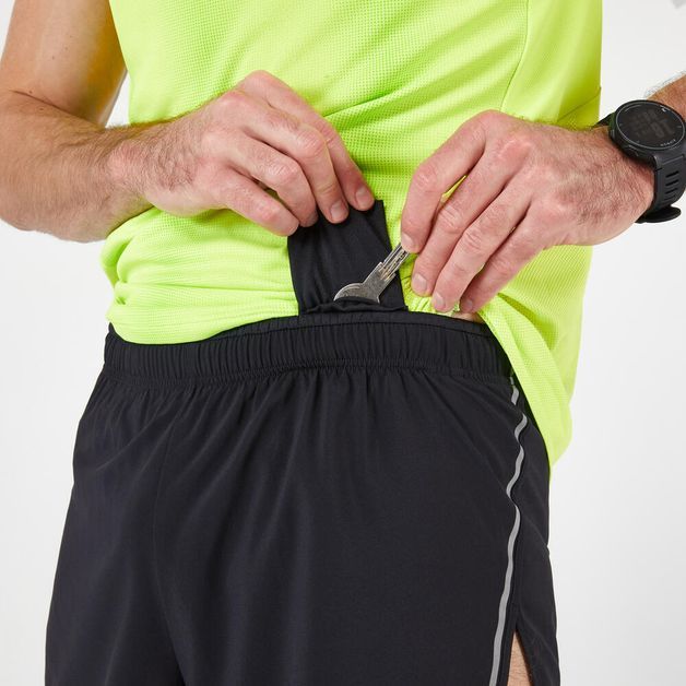 KIPRUN SHORT SPLIT BLACK GREY, 2XL
