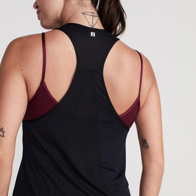 Regata feminina de Treino Cardio 500 *reg new mesh 500 salm oi22, 2xl Preto GG