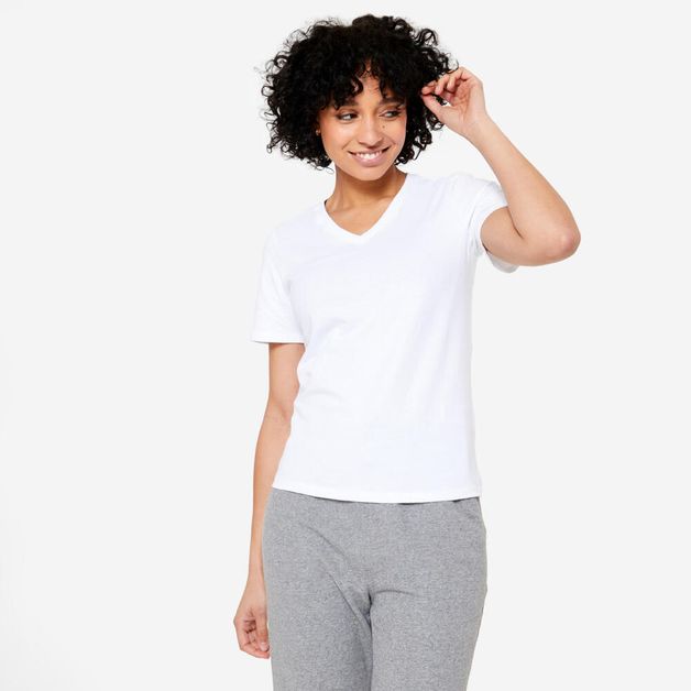 T-shirt 500 v neck whi, uk24-26 / eu 3xl 3G