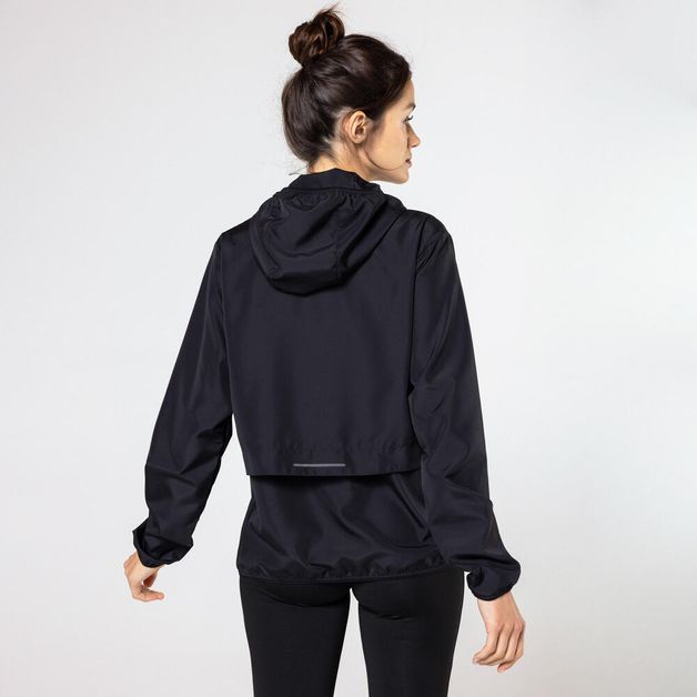 Jacket run wind 100 w whi, uk 16 / eu xl Preto-fumê GG