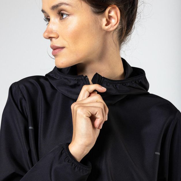 Jacket run wind 100 w whi, uk 16 / eu xl Preto-fumê GG