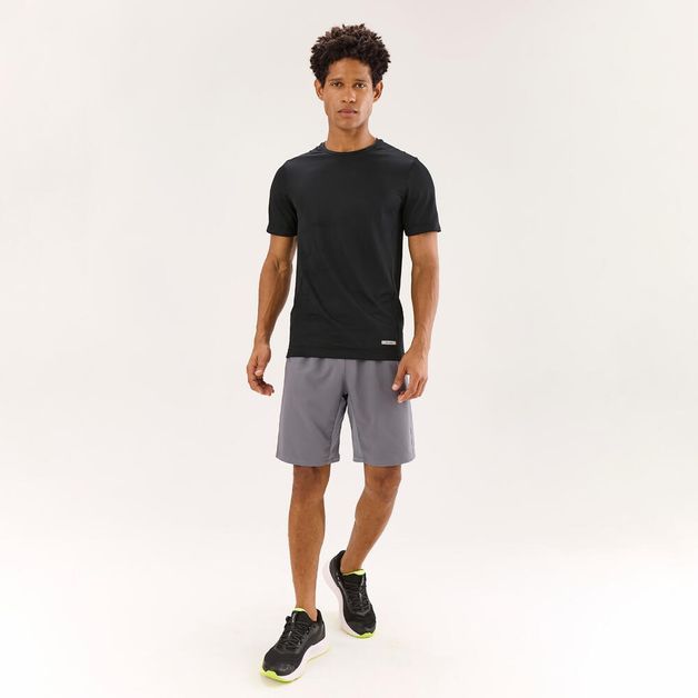 Camiseta de corrida masculina seca e respirável, preta, 3G
