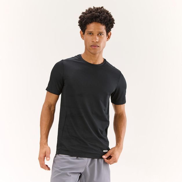 Camiseta de corrida masculina seca e respirável, preta, 3G