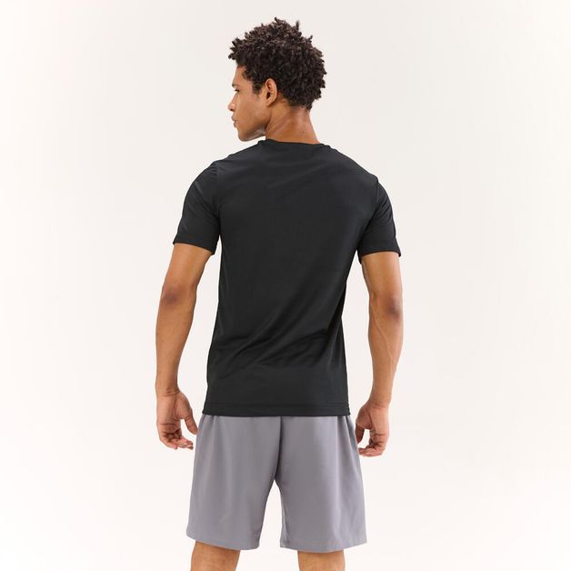 Camiseta de corrida masculina seca e respirável, preta, 3G