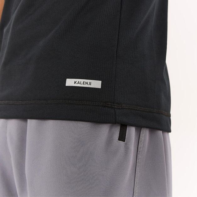 Camiseta de corrida masculina seca e respirável, preta, 3G