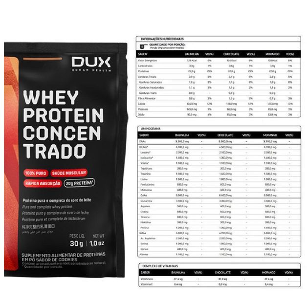 *whey 100% sache dux baunilha, no size Baunilha ÚNICO