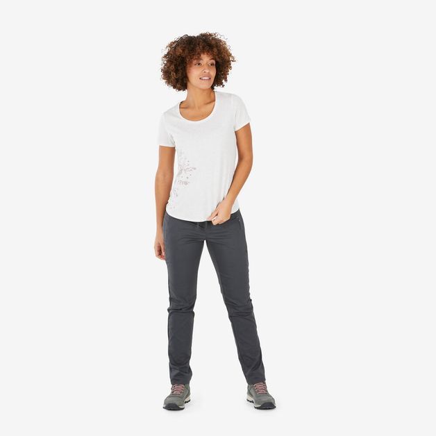 Camiseta Feminina para Caminhada NH500 Quechua / branco / 3G