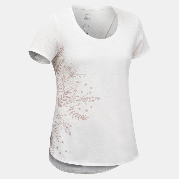 Camiseta Feminina para Caminhada NH500 Quechua / branco / 3G