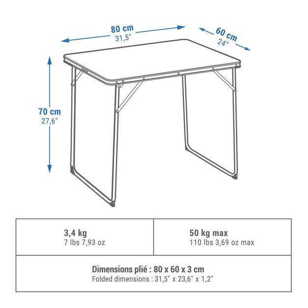 Table camping - 2/4 pers, no size Azul