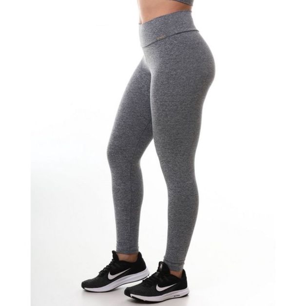 Calça Legging Suplex G Cintura Alta Cinza S/ Transparência