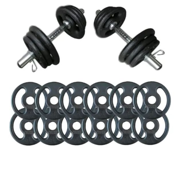 Kit Halteres De Anilhas 20kg E Barras Ajustáveis Fitness em Promoção no  Oferta Esperta