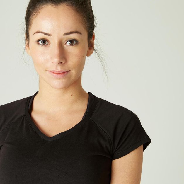 Tee-shirt-500-slim-gym-women-black-pp-Preta-PP