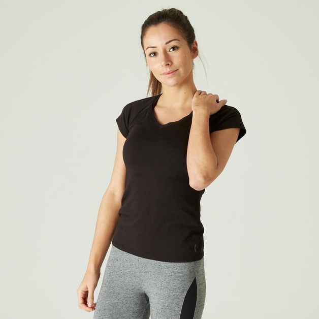 Tee-shirt-500-slim-gym-women-black-pp-Preta-3G
