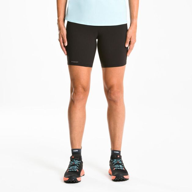 Shorts-justo-de-trail-running-feminino-cinza-P