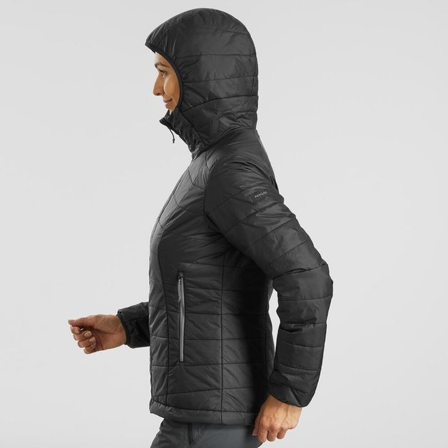 Jaqueta-Feminina-de-Trekking-Trek-100-preto-cinza-M