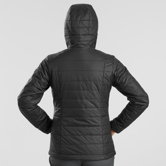 Jaqueta-Feminina-de-Trekking-Trek-100-preto-cinza-M