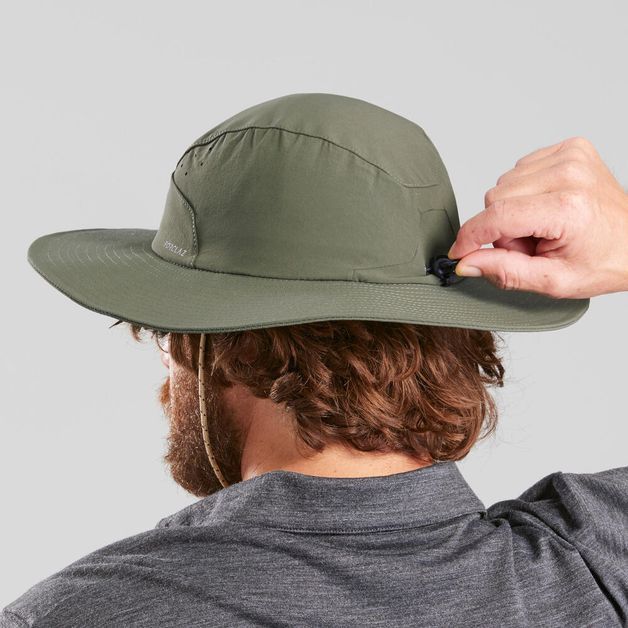 Chapeu-masculino-de-Trekking-TREK-500-anti-UV-caqui-56-58CM