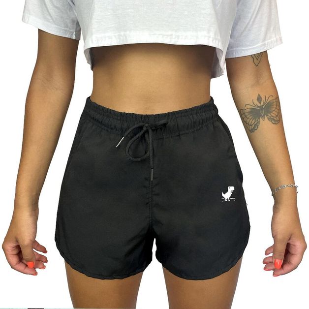 Shorts Feminino Elastano Premium Preto WSS T-Rex Game