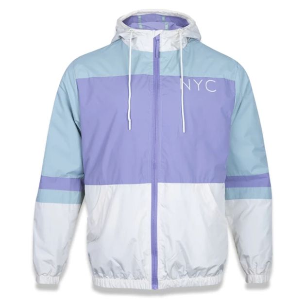 Jaqueta New Era Corta Vento Windbreaker New York City NYC Sweet Winter  Masculino - Roxo e Verde