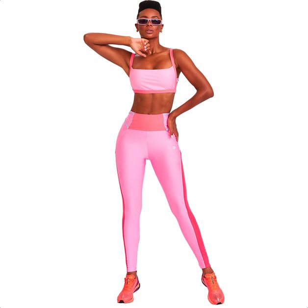 Calça Legging Caju Brasil Identidade Rosa Glossy - Feminina