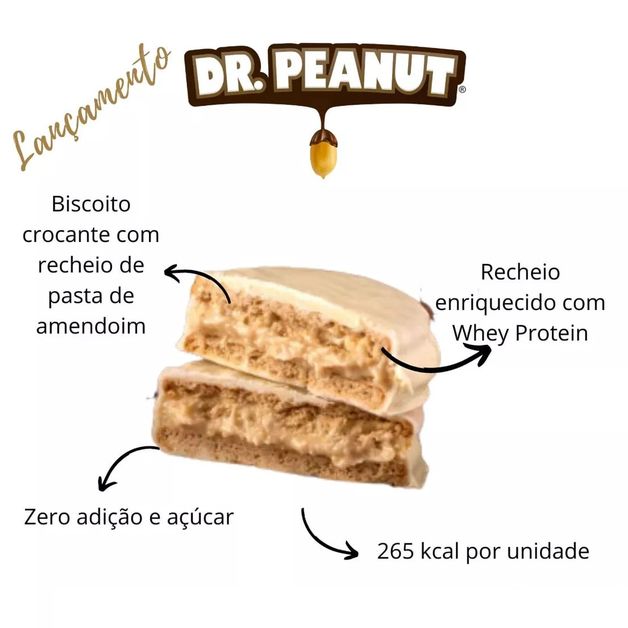 ALFAJOR DR.PEANUT COM WHEY PROTEIN 12UN DE 55G - CHOCOLATE BRANCO