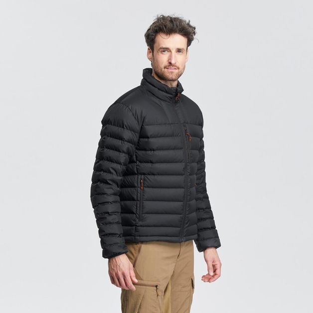 Jaqueta-de-penas-masculina-de-trekking-Trek500-preta-3G