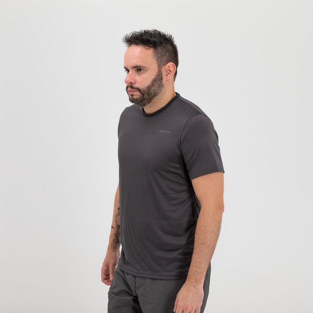 Camiseta-masculina-de-trilha-MH100-cinza-chumbo-M