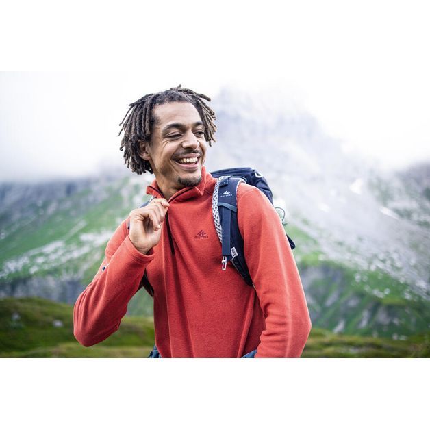 Blusa-fleece-masculina-de-trilha-e-trekking-MH100-laranja-3G