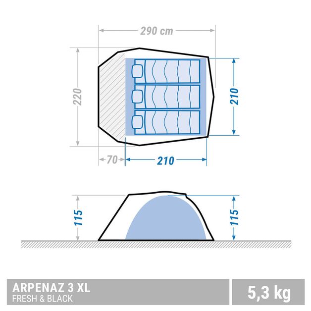 Arpenaz 3 xl shop fresh & black