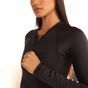 Maiô Feminino De Surf Manga Longa, preto, 3G