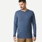 Camiseta masculina de trekking manga longa de lã merino Travel100, azul, GG