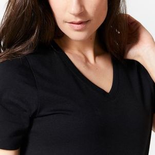 Camiseta Feminina de Ginástica 500 Domyos-preto