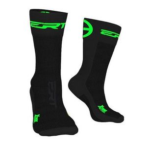 Meia de ciclismo cano médio Xtreme Cool Preto-Verde Flúor - ERT Cycle Sport