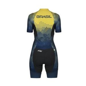Macaquinho Ciclismo Feminino ASW CBC Azul e Amarelo