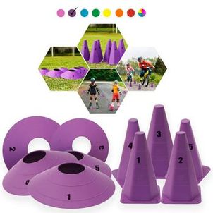 Kit 5 Cones - Roxo + 5 chapéus chinês - Roxo