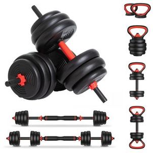 Kit Halteres 6 em 1 Peso Treino Musculação até 40kg Ajustável Preto