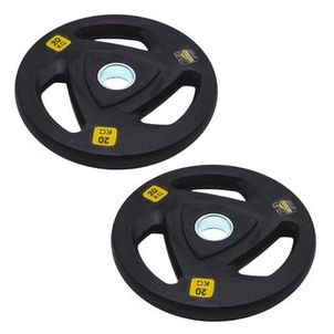 Kit 2 Anilhas Vulcanizada Olímpica 20kg Ahead Sports Preto