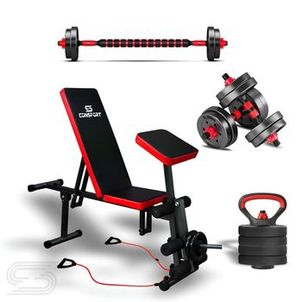 Kit Banqueta e Kit Halteres Barra Kettlebell dumbell pesos - Consport
