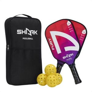 Kit com 2 Raquetes De Pickleball Shark Fury + 4 Bolas + Capa