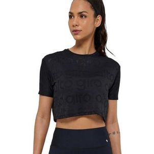 T Shirt Feminina  Alto Giro Preto Cropped 2412703