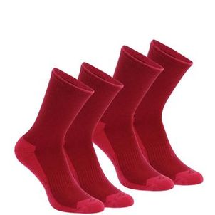 Meia Adulto de Trilha Cano Alto Quechua Vermelho
