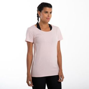 Camiseta Feminina de Ginástica Algodão 100 Domyos Rosa