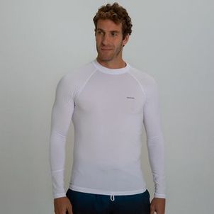 Camiseta Masculina de Surf e Bodyboard Proteção UV50+ Olaian Branco