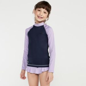 Camiseta Infantil para Surf e Bodyboard UV50+ 100 Olaian Roxo
