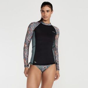 Camiseta Feminina Manga Longa Fpu50+ 500 - Olaian Verde-floral