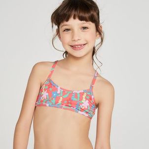Biquíni Infantil de Surf Top Cruzado Olaian Rosa-estampado