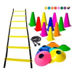 Escada + Corda +10 Pratos +10 Cones P/ Treinamento Funcional - Amarelo